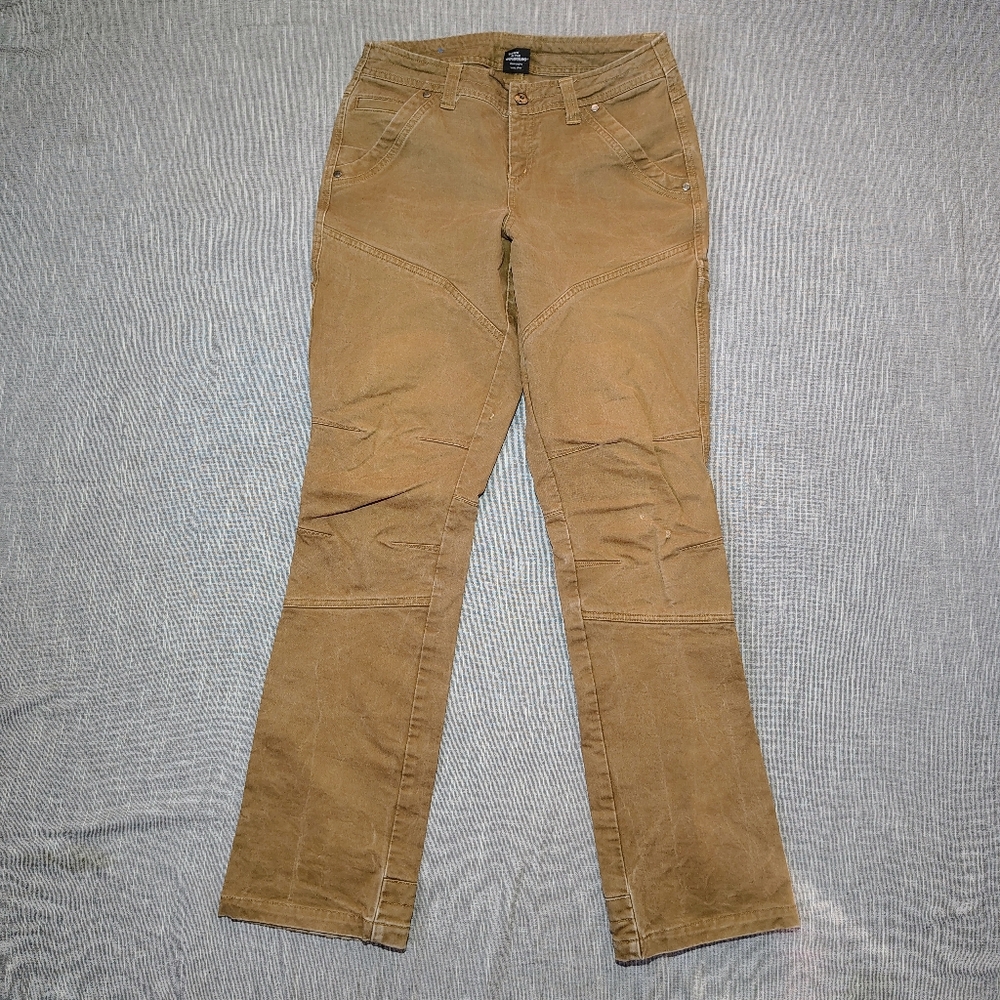 Kuhl RYDR Pants Women's Size 4 Regular Dark Khaki Drawstring Canvas Work Wear